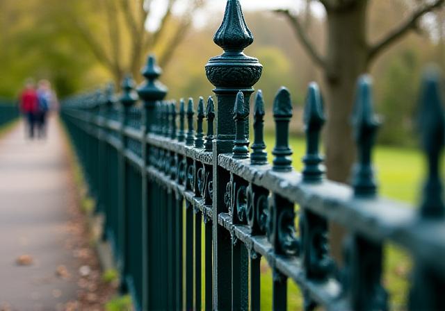 A section of a beautifully restored Victorian park fence.